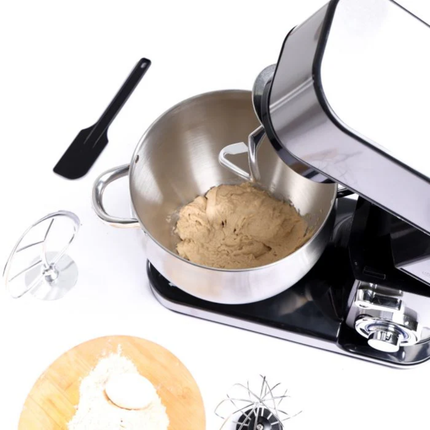 Geepas Giant Professional Kitchen Machine - 2000W Power, Massive 10L Stainless Steel Bowl, 6 Speeds with Full Metal Attachments