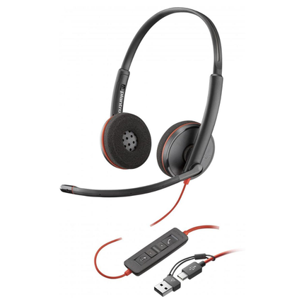 Poly Blackwire 3220 Wired Headset - Hi-Fi Stereo Audio, Noise-Canceling Microphone, and Reliable USB-A Connectivity for Calls & Multimedia