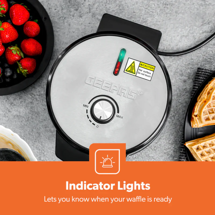Geepas Heart-Shaped Waffle Maker - 1000W Power, Non-Stick Cooking Plates, Adjustable Temperature Control & Cool-Touch Exterior