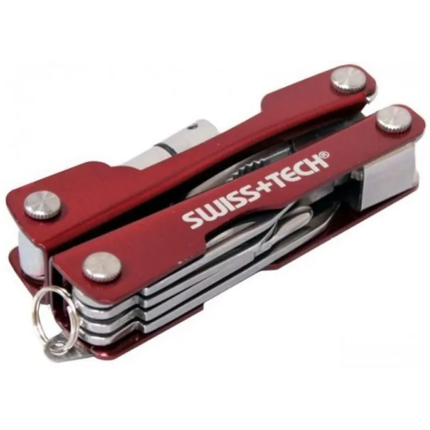 Swiss+Tech 8-in-1 Multi-Function Pliers ST35000 - Compact Stainless Steel Pocket Tool Featuring LED Light, Bottle Opener & Self-Locking Keychain