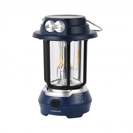 فانوس طوارئ LED أولسن مارك (Olsenmark) قابل للشحن مع لوح شمسي موديل OME2824 - إضاءة فائقة السطوع، تشغيل حتى 7 ساعات وتصميم محمول