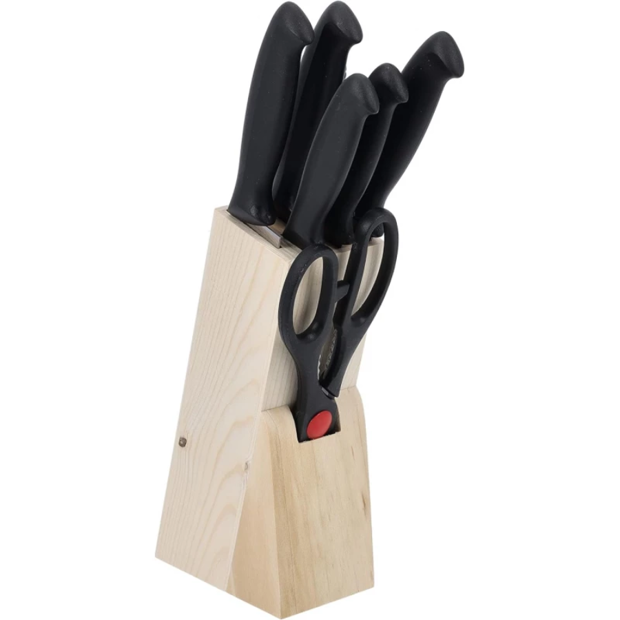 Royalford 8-Piece Professional Kitchen Knife Set with Wooden Block - Sharp Stainless Steel Blades & Ergonomic Handles for Precise Cutting