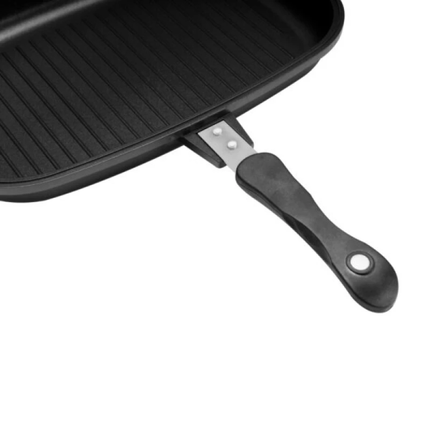 Royalford 36cm Non-Stick Double Grill Pan RF6619 - Black, Even Heat Distribution for Easy Healthy Grilling & Cooking