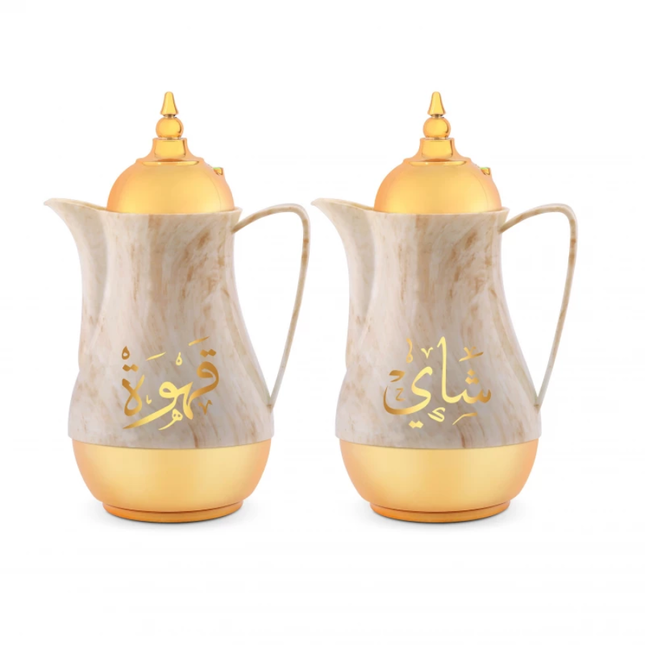 دلة قهوة وشاي رويال فورد (Royalford) عازلة للحرارة سعة 1 لتر موديل RF9412 - تصميم رخامي فاخر، جدار مزدوج للحفاظ على الحرارة ومانعة للتسرب