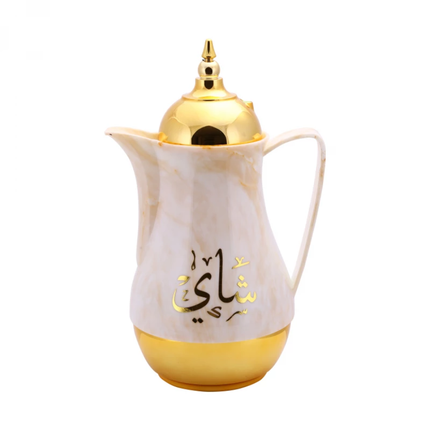 دلة قهوة وشاي رويال فورد (Royalford) عازلة للحرارة سعة 1 لتر موديل RF9412 - تصميم رخامي فاخر، جدار مزدوج للحفاظ على الحرارة ومانعة للتسرب