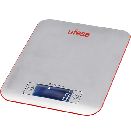 ميزان مطبخ رقمي يوفيزا (Ufesa) موديل BC1550 - دقة احترافية، تصميم زجاجي أنيق مع خاصية التصفير (Tare) وشاشة عرض رقمية واضحة