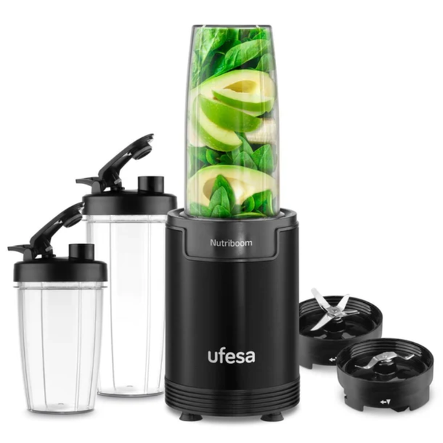 Ufesa BS2500 Nutriboom Personal Tabletop Blender - 900W Multi-Function Nutrient Extractor & BPA-Free Portable Cups