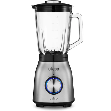 Ufesa BS4800 Glass Table Blender - 1000W Power, 1.5L Jar, 6 Stainless Steel Blades & 3 Smart Functions (Ice Crush, Smoothie, Easy Clean)