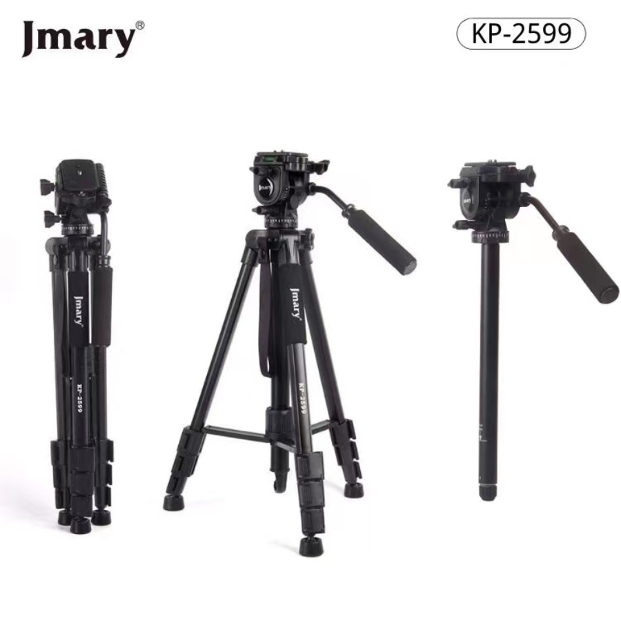 حامل ترايبود جيماري (Jmary) موديل KP-2599 احترافي - ارتفاع 1.65 متر، هيكل ألومنيوم متين، دوران 360 درجة للكاميرات ومعدات الفيديو