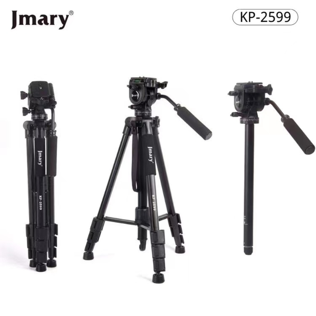 حامل ترايبود جيماري (Jmary) موديل KP-2599 احترافي - ارتفاع 1.65 متر، هيكل ألومنيوم متين، دوران 360 درجة للكاميرات ومعدات الفيديو