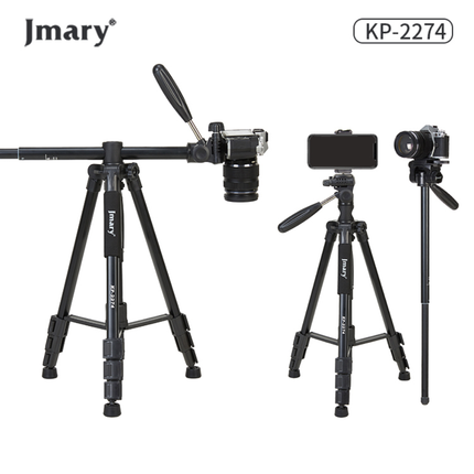 Jmary KP-2274 Professional Tripod - 1.67m Height, Durable Aluminum Build, 360° Rotation for DSLR Cameras & Smartphones