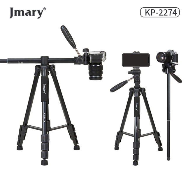 حامل ترايبود جيماري (Jmary) موديل KP-2274 - ارتفاع 1.67 متر، هيكل ألومنيوم متين، دوران 360 درجة للكاميرات الاحترافية والموبايل