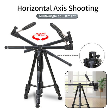 Jmary KP-2274 Professional Tripod - 1.67m Height, Durable Aluminum Build, 360° Rotation for DSLR Cameras & Smartphones