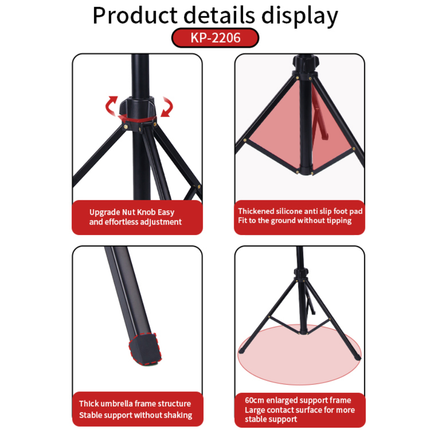 Jmary KP-2206 Professional Tripod - 1.7m Height, Durable Aluminum Structure, with Mobile Holder for Cameras & Smartphones