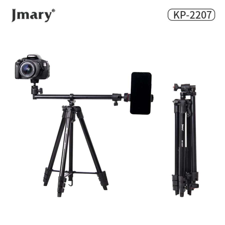 حامل ترايبود جيماري (Jmary) موديل KP-2207 - ارتفاع 1.77 متر، هيكل ألومنيوم متين، مع حامل موبايل وحقيبة حمل للكاميرات والهواتف
