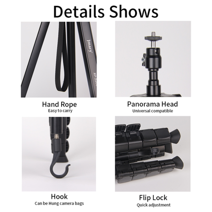 Jmary KP-2208 Professional Tripod - 1.83m Height, Extra Durable Aluminum Structure, with Mobile Holder for DSLR & Smartphones
