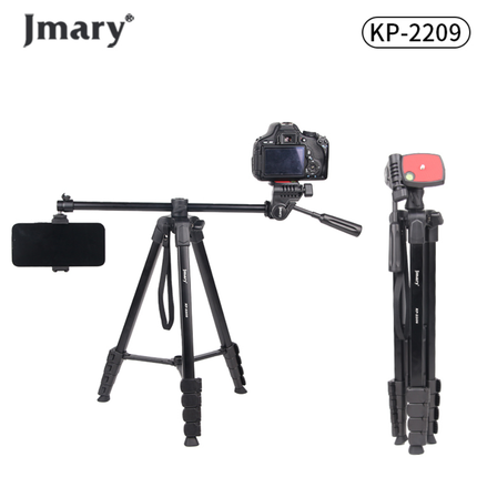 Jmary KP-2209 Professional Tripod - 1.66m Height, Reinforced Aluminum Structure, with Mobile Holder for DSLR & Smartphones
