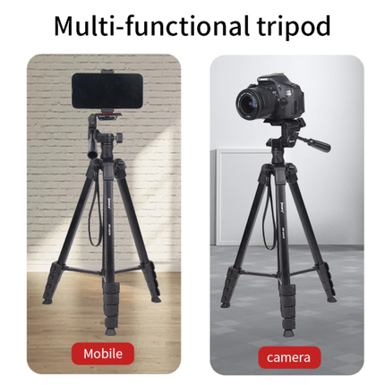 Jmary KP-2209 Professional Tripod - 1.66m Height, Reinforced Aluminum Structure, with Mobile Holder for DSLR & Smartphones