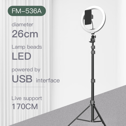 رنج لايت جيماري (Jmary) موديل FM-536A مقاس 14 إنش - إضاءة LED احترافية، تحكم بالسطوع والألوان، مع حامل موبايل وحقيبة حمل