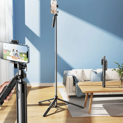 Rtako ZP220 2.1m Ultra-Wide Angle Selfie Stick & Tripod - Extra Tall Aluminum Body with Detachable Bluetooth Remote