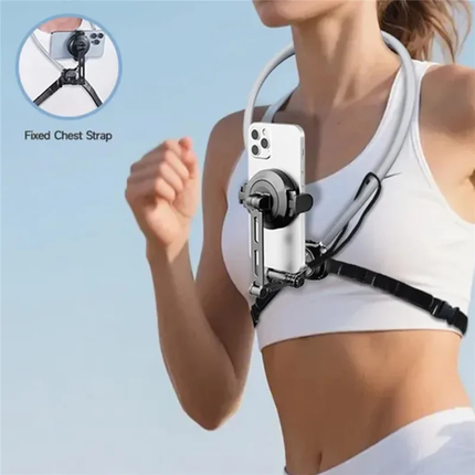Jmary MG-03 Magnetic Neck Mount Holder - 360° Rotation for POV Shooting, Flexible Silicone Neck Strap for Smartphones & Action Cameras