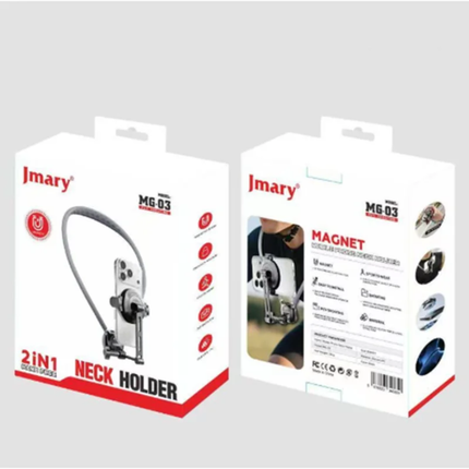 Jmary MG-03 Magnetic Neck Mount Holder - 360° Rotation for POV Shooting, Flexible Silicone Neck Strap for Smartphones & Action Cameras