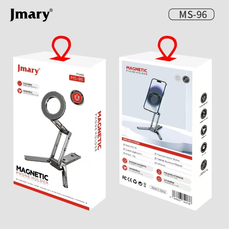 حامل موبايل مغناطيسي جيماري (Jmary) موديل MS-96 - تصميم مكتبي أنيق، دوران 360 درجة، قاعدة ثابتة وتوافق عالمي للهواتف الذكية حامل موبايل مغناطيسي جيماري (Jmary) موديل MS-96 - تصميم مكتبي أنيق، دوران 360 درجة، قاعدة ثابتة وتوافق عالمي للهواتف الذكية