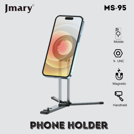 حامل موبايل مغناطيسي جيماري (Jmary) موديل MS-95 - ستاند مكتبي فاخر، دوران 360 درجة، قاعدة معدنية ثابتة وتصميم مدمج
