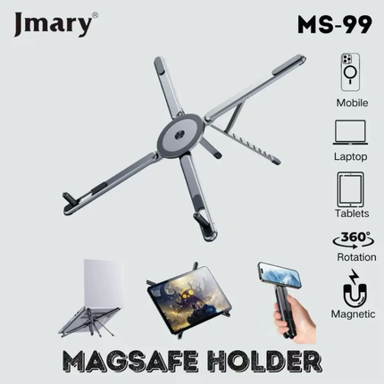 حامل لابتوب جيماري (Jmary) موديل MS-99 المغناطيسي 3 في 1 - هيكل ألومنيوم فاخر، قابل للطي، ويدعم تثبيت الهاتف والتابلت
