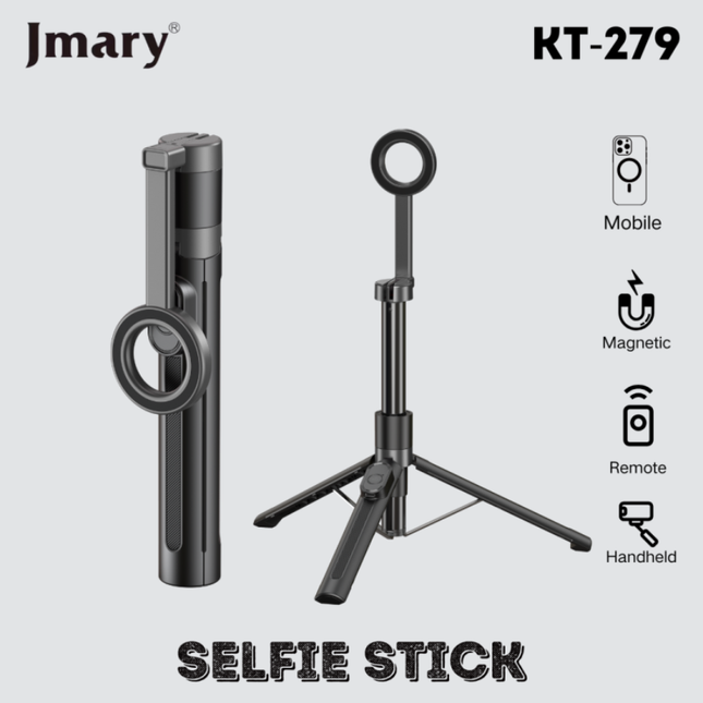 ترايبود جيماري (Jmary) موديل KT-279 - حامل ثلاثي احترافي للكاميرات والموبايل، رأس دوار 360 درجة، ارتفاع قابل للتعديل وهيكل متين