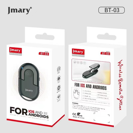 ريموت كنترول بلوتوث جيماري (Jmary) موديل BT-03 - جهاز تحكم لاسلكي عن بُعد لالتقاط الصور والفيديو للهواتف الذكية، متوافق مع آيفون وأندرويد