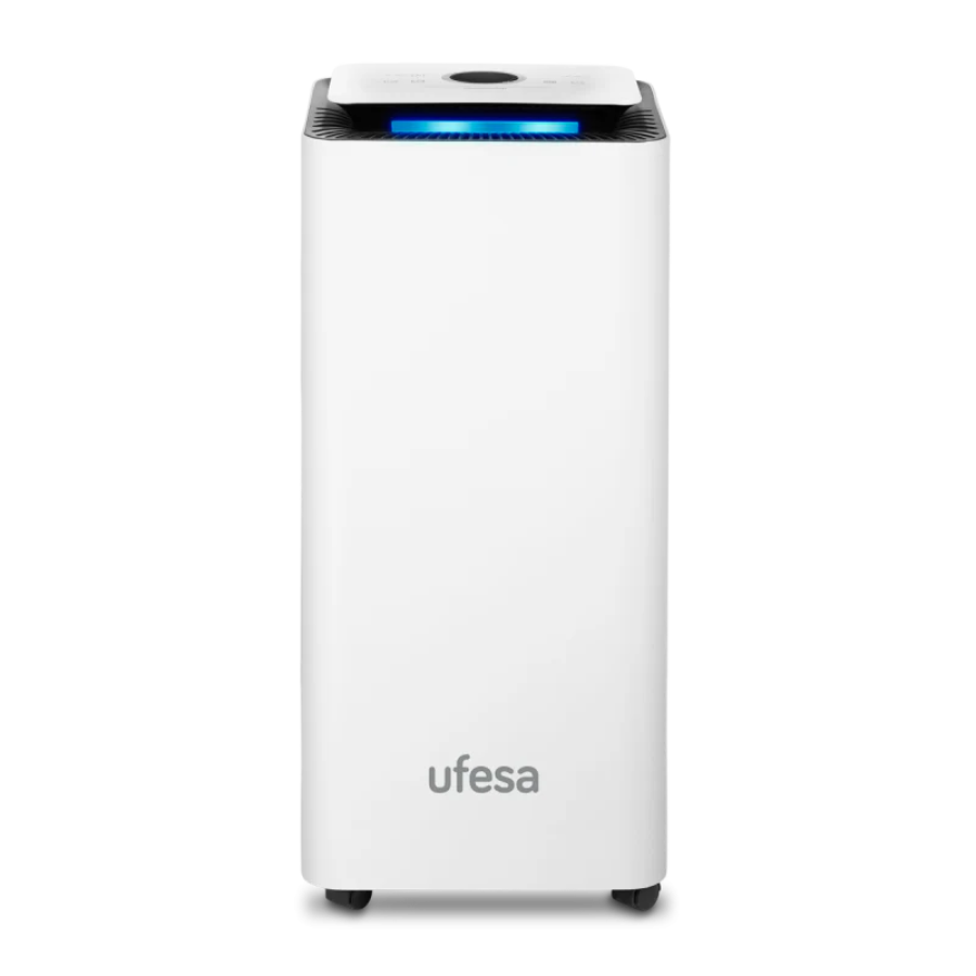 جهاز سحب الرطوبة الذكي يوفيسا (Ufesa) موديل DH5020 - سعة سحب 20 لتر/يوم، لوحة تحكم رقمية، تغطية واسعة، ووظيفة تجفيف الملابس المتطورة