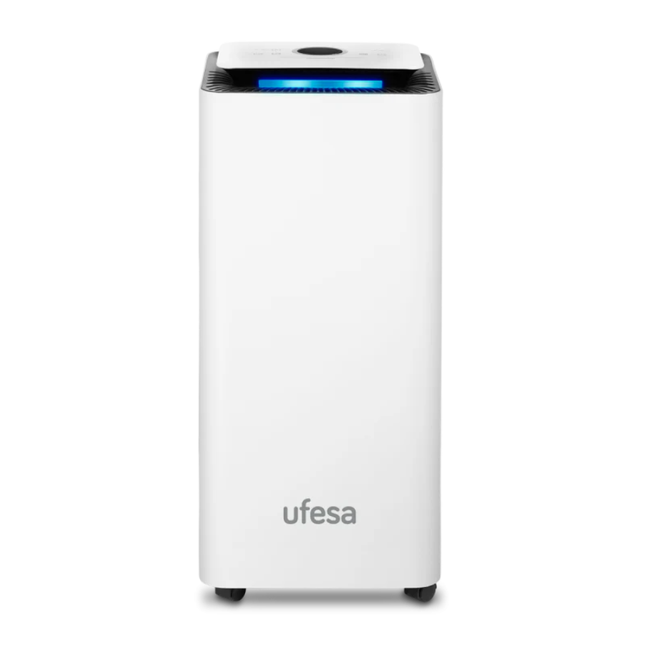 جهاز سحب الرطوبة الذكي يوفيسا (Ufesa) موديل DH5020 - سعة سحب 20 لتر/يوم، لوحة تحكم رقمية، تغطية واسعة، ووظيفة تجفيف الملابس المتطورة