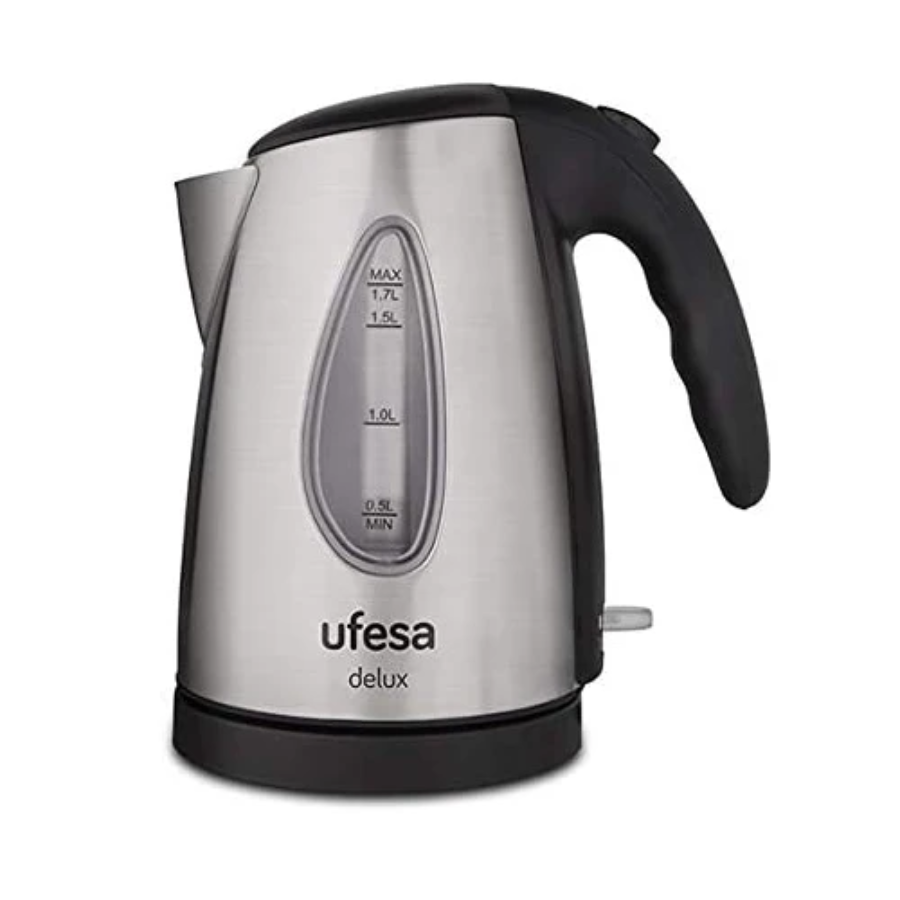 غلاية مياه كهربائية يوفيسا (Ufesa) موديل HA7910 Delux - بقدرة 2200 واط، سعة 1.7 لتر، تصميم ستانلس ستيل أنيق، و4 أنظمة أمان متطورة غلاية مياه كهربائية يوفيسا (Ufesa) موديل HA7910 Delux - بقدرة 2200 واط، سعة 1.7 لتر، تصميم ستانلس ستيل أنيق، و4 أنظمة أمان متطورة