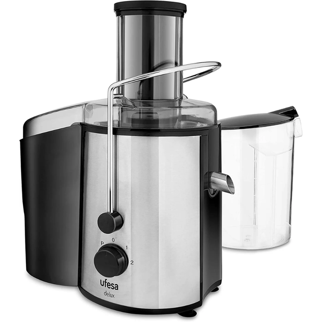 Ufesa LC5750 Delux Juicer Extractor - 1000W Power, XL Feed Tube, Stainless Steel Body & 2-Speed Control for Fruits and Vegetables