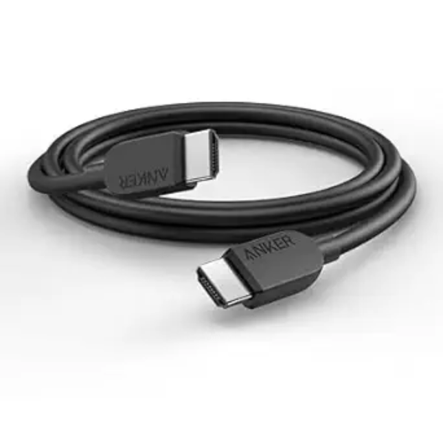 كابل أنكر (Anker) إصدار HDMI 2.1 فائق السرعة - بطول 1.8 متر (6 قدم)، يدعم دقة 8K@60Hz و 4K@120Hz، معتمد رسمياً وسرعة نقل 48 جيجابت/ثانية