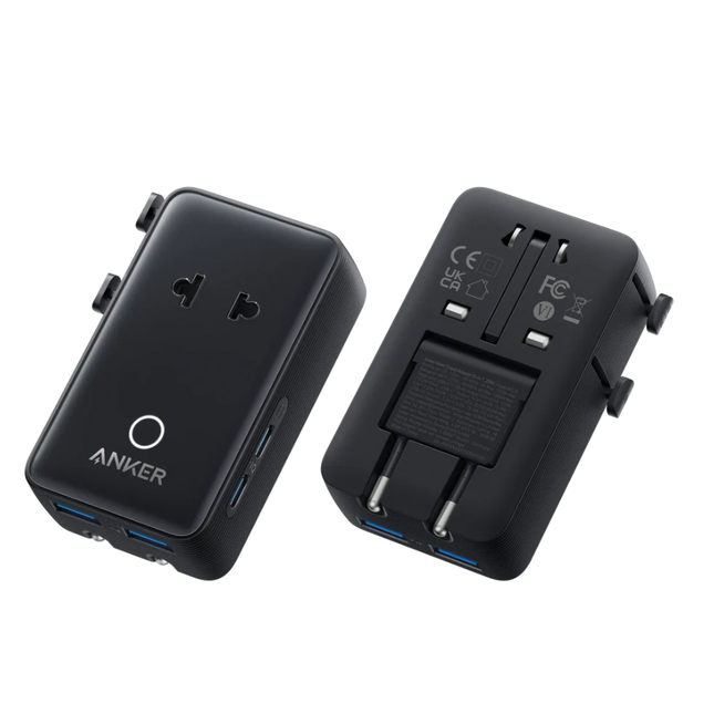 محول السفر أنكر نانو (Anker Nano) المتعدد 5 في 1 بقدرة 20 واط - مقابس عالمية متوافقة مع أكثر من 150 دولة، مزود بمنفذين USB-C ومنفذين USB-A