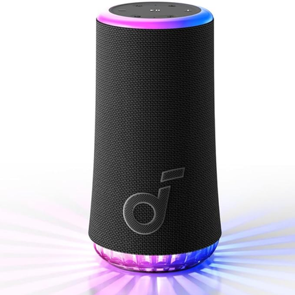 سماعة أنكر ساوند كور (Anker Soundcore) موديل Glow - صوت بقوة 30 واط، إضاءة ملونة 360 درجة، تقنية BassUp، ومقاومة للماء بمعيار IP67