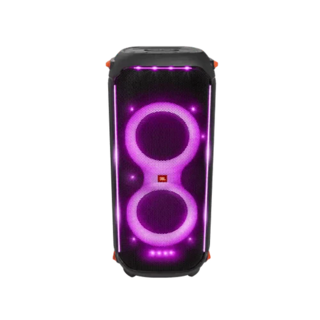 سماعة جي بي إل (JBL) بارتي بوكس 710 - صوت JBL Pro بقدرة 800 واط، عرض ضوئي مبهر، مقاومة لرذاذ الماء IPX4، وتصميم بعجلات للتنقل - لون أسود