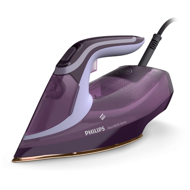 مكواة بخار فيليبس سلسلة 8000 (Azur 8000 Series) - قوة 3000 واط، تقنية OptimalTEMP لضمان عدم احتراق الأقمشة، بخار مستمر 55 جم/دقيقة، وقاعدة SteamGlide Elite