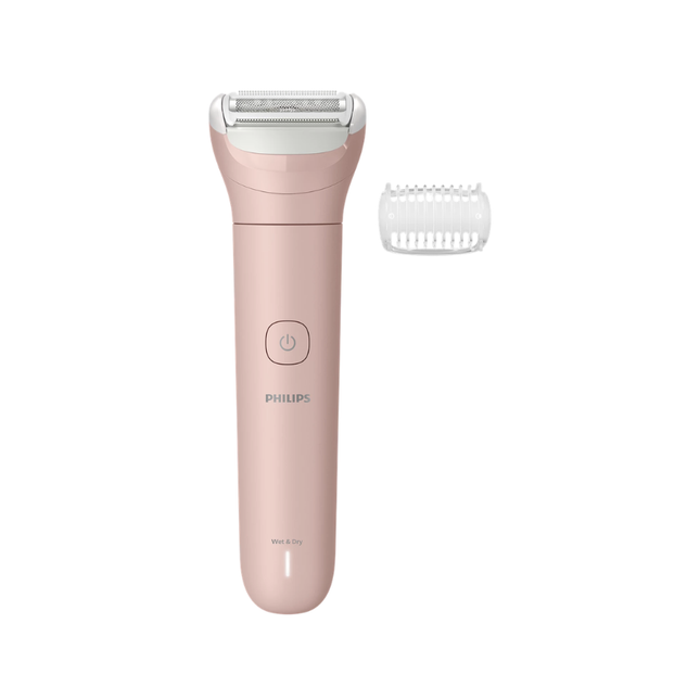 ماكينة الحلاقة النسائية من فيليبس (Philips) سلسلة 6000 - حلاقة ناعمة ولطيفة، قابلة للاستخدام الرطب والجاف، لاسلكية، مع 3 ملحقات