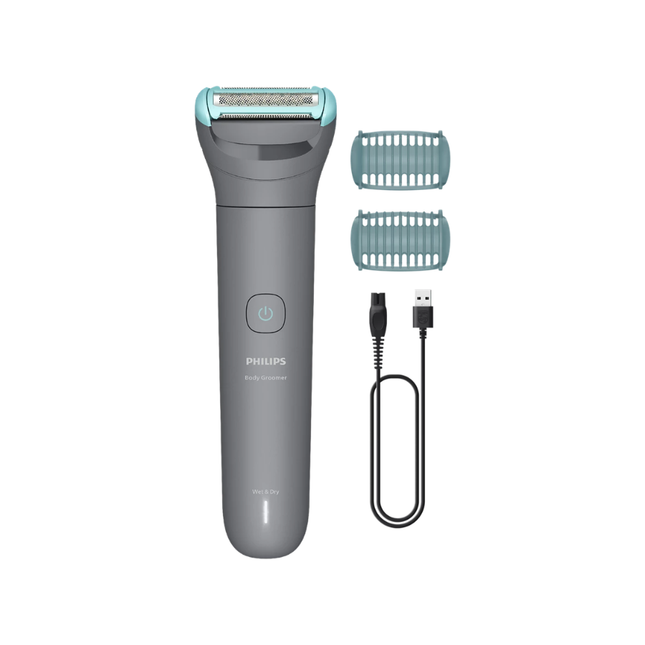 ماكينة حلاقة الجسم من فيليبس (Philips) الفئة 3000 - نظام حماية ثلاثي للبشرة، استخدام رطب وجاف، لاسلكية، وبطارية تدوم 60 دقيقة