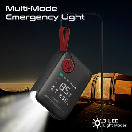 Promate PatrolPack-4 4-in-1 Car Emergency Kit - 800A Jump Starter, 150PSI Air Compressor, 10000mAh Power Bank & LED Flashlight