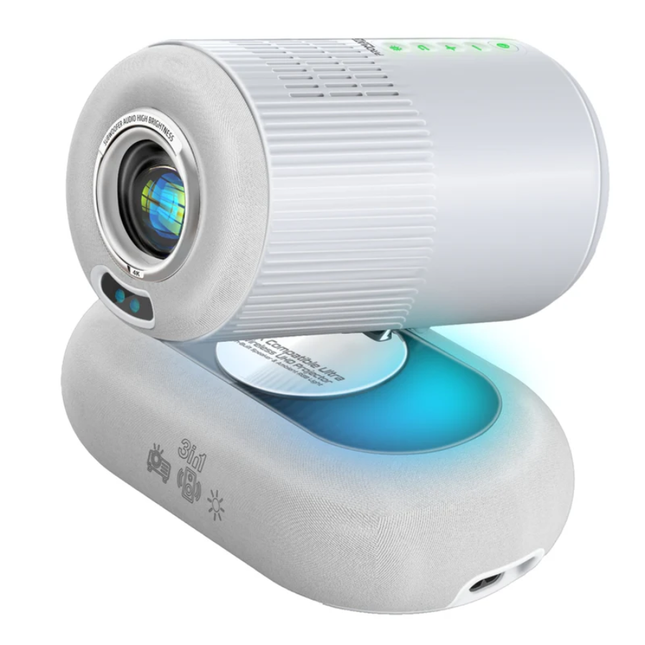 جهاز عرض منزلي (بروجكتر) بروميت (Promate) Beamer-250R - دقة 1080p Full HD، سطوع 250 لومن، نظام Android ذكي، وتقنية العرض اللاسلكي