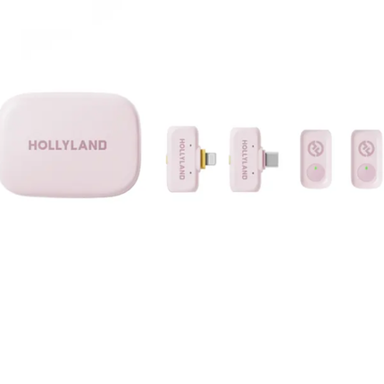Hollyland Lark A1 Wireless Lavalier Microphone System - 48kHz/24-bit Audio, 200m Range, Omnidirectional Dual-Mic Kit (Cloud Pink)