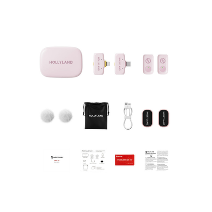 Hollyland Lark A1 Wireless Lavalier Microphone System - 48kHz/24-bit Audio, 200m Range, Omnidirectional Dual-Mic Kit (Cloud Pink)
