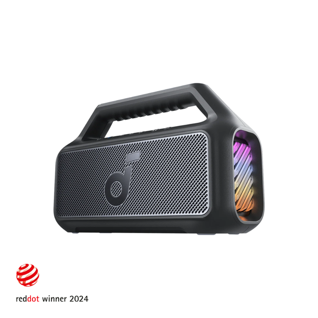 سبيكر أنكر ساوند كور (Anker Soundcore) بوم 2 (Boom 2) المتنقل - قوة 80 واط، تقنية BassUp 2.0، إضاءة متزامنة، ومقاومة للماء IPX7