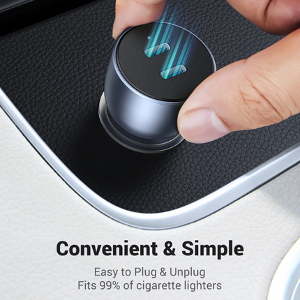 شاحن سيارة يوجرين (Ugreen) سريع بقوة 50 واط - منفذين USB-C مزدوجين، دعم تقنية Power Delivery (PD)، وتصميم مدمج متين