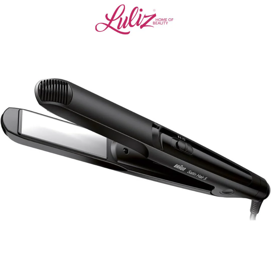 مملس شعر براون ساتين هير 5 (Braun Satin Hair 5 Hair Straightener ST510) مع صفائح سيراميك 100% وحماية متقدمة من الحرارة - لون أسود