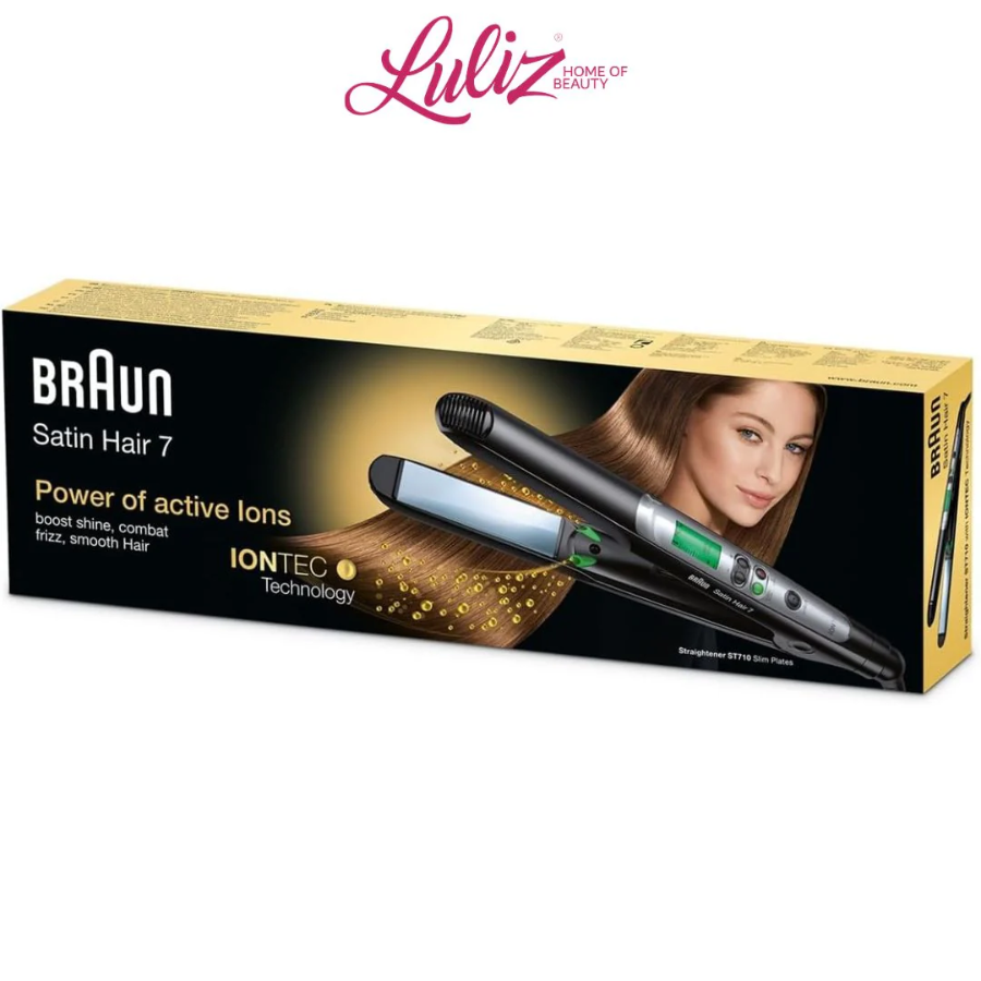 مملس شعر براون ساتين هير 7 (Braun Satin Hair 7 Hair Straightener ST710) مع تقنية الأيونات IONTEC وصفائح سيراميك نانو غلايد - لون أسود مملس شعر براون ساتين هير 7 (Braun Satin Hair 7 Hair Straightener ST710) مع تقنية الأيونات IONTEC وصفائح سيراميك نانو غلايد - لون أسود